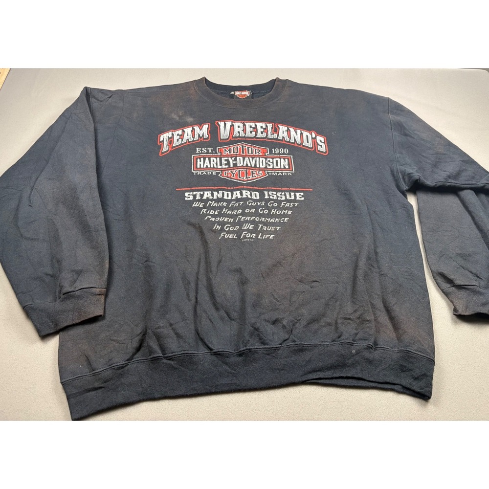 Vintage Harley Davidson Vreelands Bloomsburg PA Sweatshirt Black Distressed XL